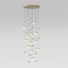 Люстра каскадная ODEON LIGHT RONI L-VISION ODL24 389 LED 232W 4000K 11250лм металл акрил, античная бронза никель прозрачный молочный