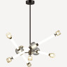 Люстра ODEON LIGHT KLIFF L-VISION ODL_EX24 23 LED 54W 3000K коньячный металл стекло акрил, черный хром белый дымчатый