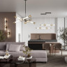 Люстра ODEON LIGHT KLIFF L-VISION ODL_EX24 23 LED 54W 3000K коньячный металл стекло акрил, черный хром белый дымчатый