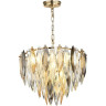 Люстра ODEON LIGHT VILNA HALL ODL24 501E14 9*40W золото дымчатый янтарный матовый белый, металл хрусталь