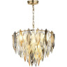 Люстра ODEON LIGHT VILNA HALL ODL24 501E14 9*40W золото дымчатый янтарный матовый белый, металл хрусталь
