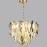 Люстра ODEON LIGHT VILNA HALL ODL24 501E14 9*40W золото дымчатый янтарный матовый белый, металл хрусталь